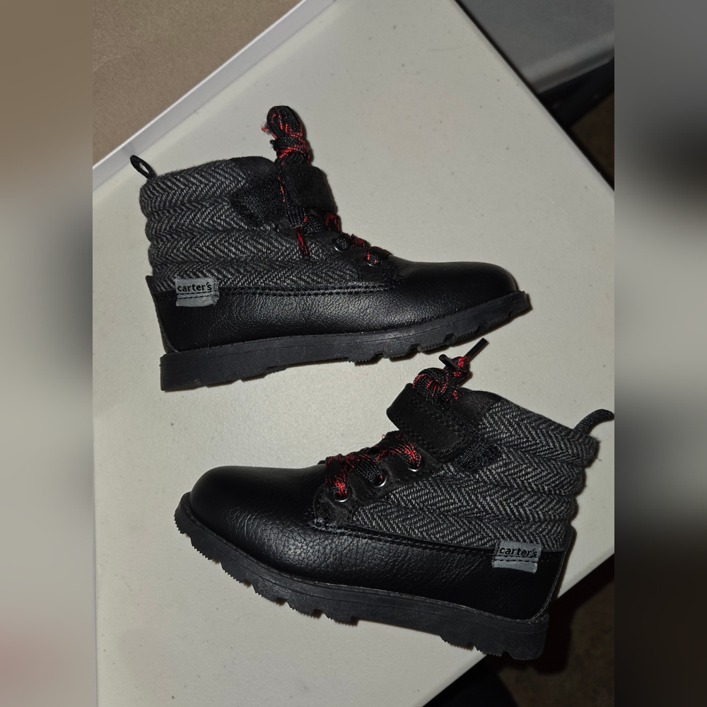 Carter's Black and Gray Kids Boots with Red Accents